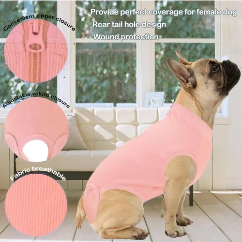 Miniatura 2 de Traje de Recuperación Wabdhaly para Perros, Traje de Cone de Perro con Cremallera Alternativa para Cirugía de Esterilización Femenina, Traje