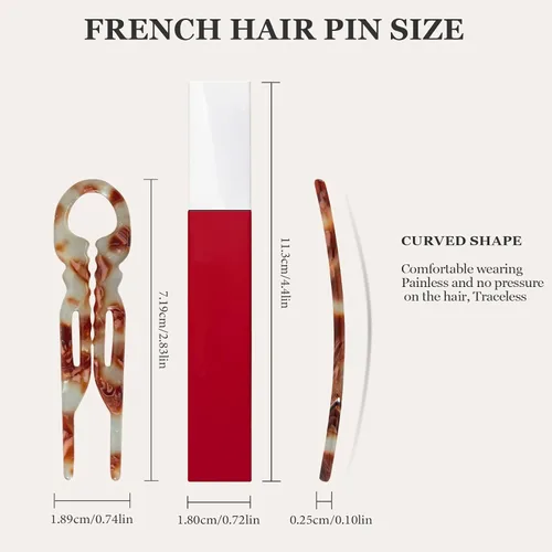 Miniatura 6 de Sunolga Horquillas francesas pequeñas de 2.83 pulgadas para mujer, 6 horquillas de pelo de prestigio para todo el cabello, forma curvada para un