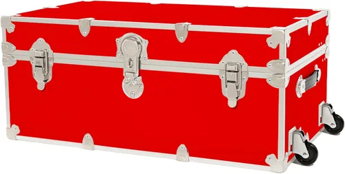 Rhino Trunk & Case Maletero grande con ruedas extraíbles y bandeja de madera dura, camarero de campamento de verano, baúl universitario, baúl de