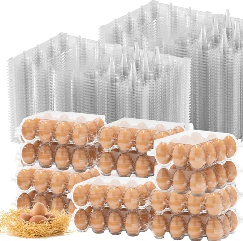 Miniatura 8 de 100 cartones de huevos baratos a granel, cartones de huevos grandes de plástico de 6 unidades, media docena de contenedores de huevos reutilizables