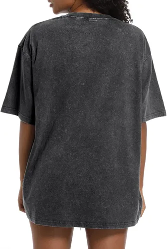 Miniatura 4 de Camisetas de gran tamaño para mujer, estilo vintage, lavado ácido, básicas, holgadas, holgadas, camisetas de algodón para entrenamiento