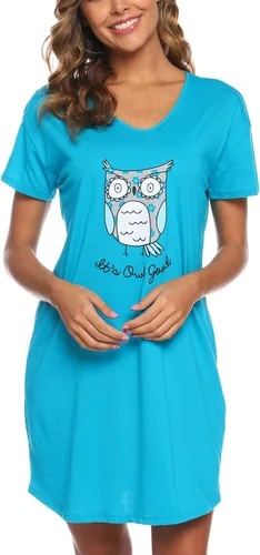 Miniatura 2 de ENJOYNIGHT - Camisón de algodón con estampado y mangas cortas para mujer