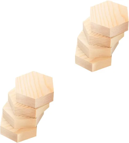 EXCEART 2 juegos para crear tu propia decoración de pino, rebanadas de madera hexagonal, decoración de manualidades para niños y niñas, 4 piezas x 2