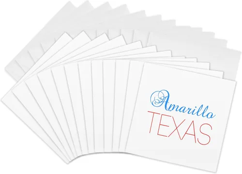 Miniatura 7 de 3dRose Amarillo, Texas, red, blue text. Patriotic home town design 1 Greeting Card with envelope