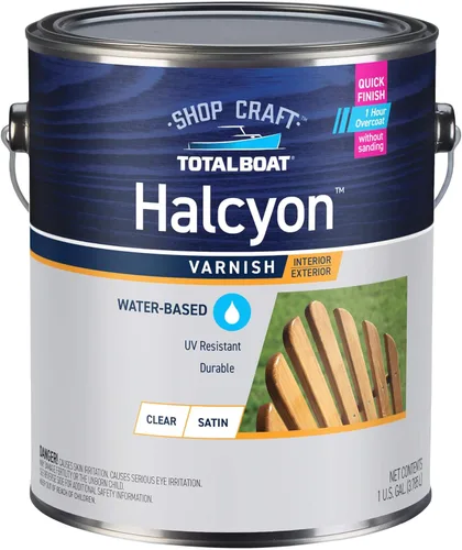 Miniatura 17 de TotalBoat Halcyon - Barniz marino a base de agua Acabado de poliuretano para madera de secado rápido para barcos, muebles de exterior
