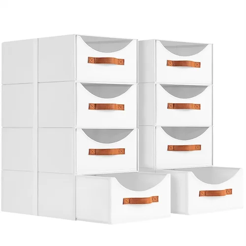 Miniatura 20 de Homsorout Cajones de almacenamiento apilables, contenedores de almacenamiento plegables con cajones, paquete de 8 cestas organizadoras de estantes