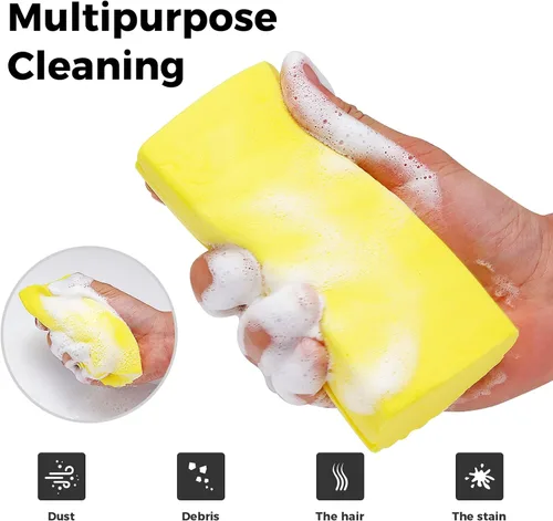 Miniatura 2 de Jeymei Organizador de cables negros para electrodomésticos de cocina y paquete de 4 esponjas húmedas limpias, color amarillo