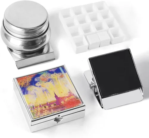 Miniatura 10 de Caja de estuche de pintura de acuarela portátil de mini lata de 12 celdas vacía es un pequeño kit de viaje de almacenamiento con clip magnético