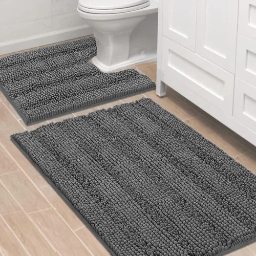 Miniatura 184 de H.VERSAILTEX - Alfombras de baño, juego de 2 piezas, alfombra de contorno para baño, juego de alfombras para inodoro, alfombra antideslizante