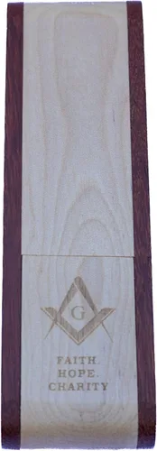 Miniatura 2 de Pluma masónica de madera con caja de madera grabada plegable BP-204