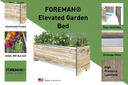 Miniatura 5 de Foreman Cama de jardín elevada (36 x 12 x 14 pulgadas) resistente a la intemperie, maceta para exteriores con drenaje para camas de verduras