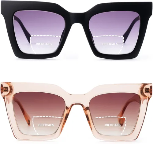 Miniatura 15 de Gafas de lectura Mujer Bloque de luz azul de gran tamaño Irregular Ojo de gato Marco