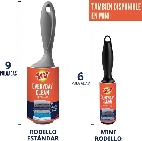 Miniatura 7 de Scotch-Brite Everyday Clean - Rodillo quitapelusas, paquete de 3, removedor de pelusas para pelo de mascotas, ropa oscura, muebles y superficies