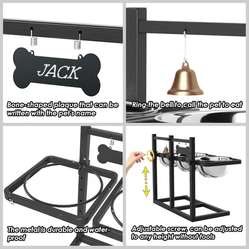 Miniatura 5 de Soporte elevado para perros medianos y grandes con comedero lento y tapete, altura ajustable de 3.9, 5.5, 7.1, 8.7, 10.2, 11.8 pulgadas, comederos