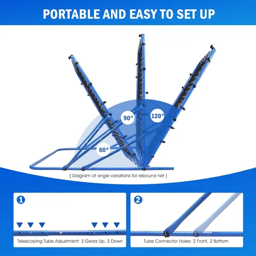 Miniatura 4 de Soccer Baseball Rebounder Net, Soccer Goal Net, Volleyball Softball Rebound Pitchback Net Quick-Switch Angle Training for Control, Passing Practice