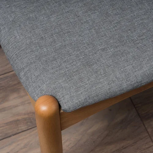 Miniatura 7 de Sandra Grey set de 2 sillas modernas, para comedor, estilo mediados de siglo, de tela color gris y madera de nogal. Gris / Roble