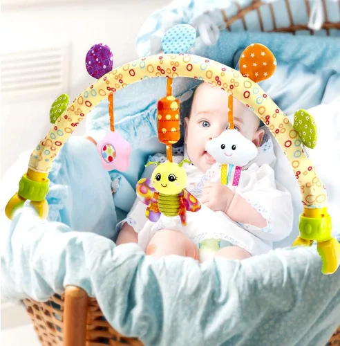 Miniatura 2 de Caterbee Juguetes de moisés de arco de viaje para bebés y niños pequeños, accesorio para cochecito de cuna y cochecito de bebé, juguete de barra