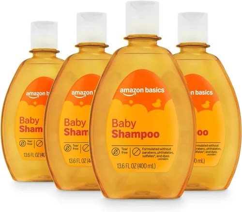 Amazon Basics Champú para bebés sin lágrimas, 13.6 onzas líquidas, paquete de 4 (anteriormente Solimo)