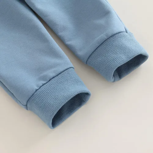 Miniatura 83 de Conjunto de 2 piezas de sudadera de manga larga con cuello redondo y pantalones casuales para bebés y niños pequeños
