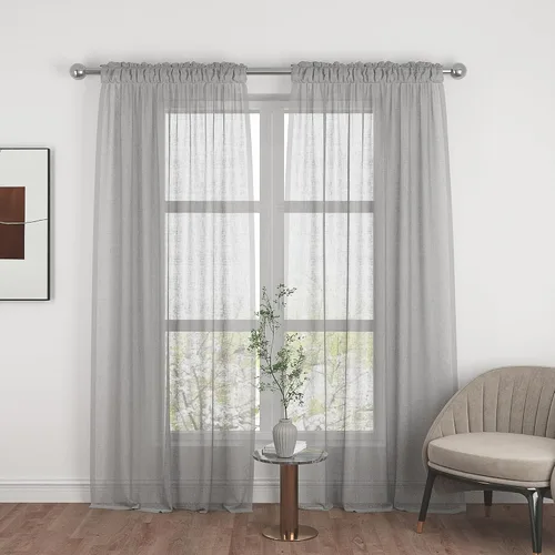 Miniatura 102 de UPOPO Paneles de Cortina Beige Pequeños Cortinas Transparentes de Gasa de 16 Pulgadas de Largo Cortinas de Cocina de Voile con Textura de Lino