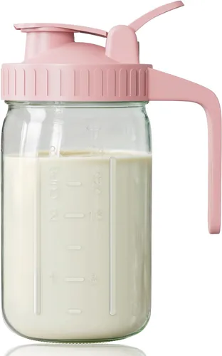 Miniatura 15 de Jarra de leche materna, tarro Mason de 32 onzas, tarro de boca ancha con tapa abatible verde y boquilla de vertido, sello hermético resistente