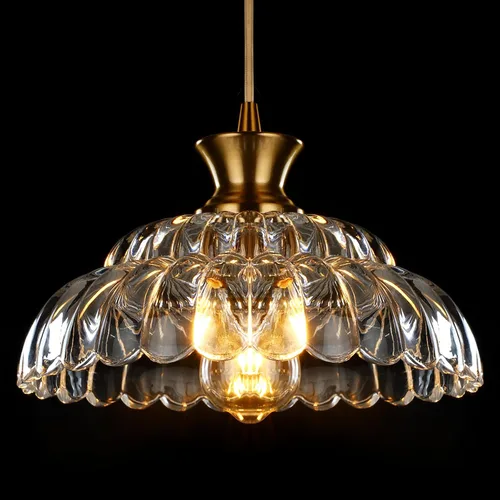 Miniatura 11 de Lámpara colgante de cristal rojo, 11.8 pulgadas, iluminación colgante vintage de vidrio dorado cepillado, lámpara de techo colgante moderna