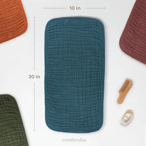 Miniatura 3 de Comfy Cubs - Paquete de 10 trapos de muselina para eructos, 20 x 10 pulgadas, grandes, de 6 capas, ultra absorbentes, 100 % algodón para babero