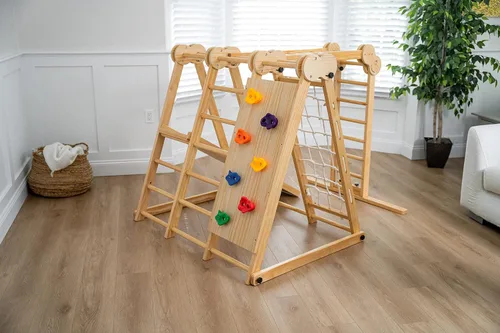 Miniatura 2 de Avenlur Juego de juego interior 7 en 1 para niños de 2 a 6 años con tobogán, pared de escalada, escalera, red, barras, columpio, anillo - EE. UU