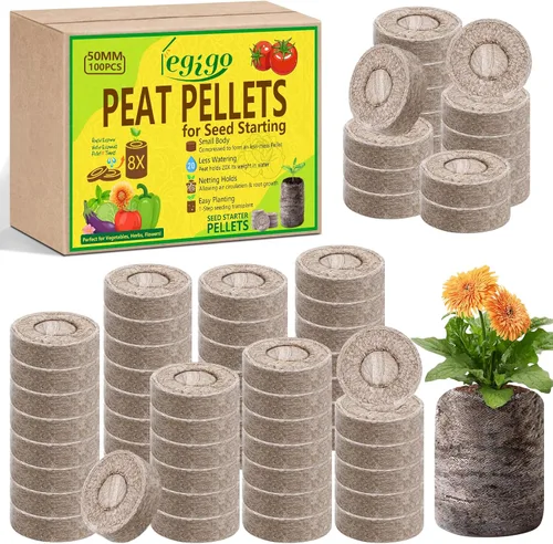 Miniatura 14 de Legigo 50 piezas de pellets de turba de 36 mm para inicio de semillas - Cápsulas de inicio de semillas comprimidas, pellets de inicio de semillas