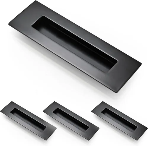 HOMOTEK Paquete de 4 tiradores de puerta corrediza empotrados de 5.91 pulgadas para puertas corredizas de granero, cajón de gabinete, tamaño pequeño