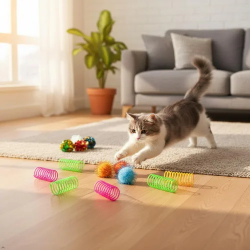Miniatura 6 de LASOCUHOO Juguetes para gatos, paquete de 30 juguetes interactivos para gatos, incluye bolas arrugadas para gatos, bolas brillantes para gatos