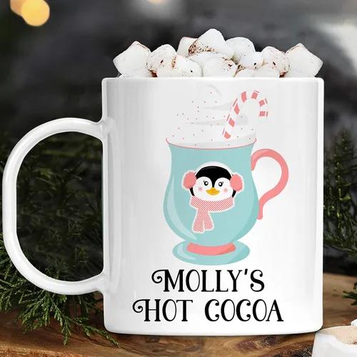 Miniatura 4 de Taza personalizada de los niños de los personajes del cacao caliente del día festivo con nombre, polímero ligero