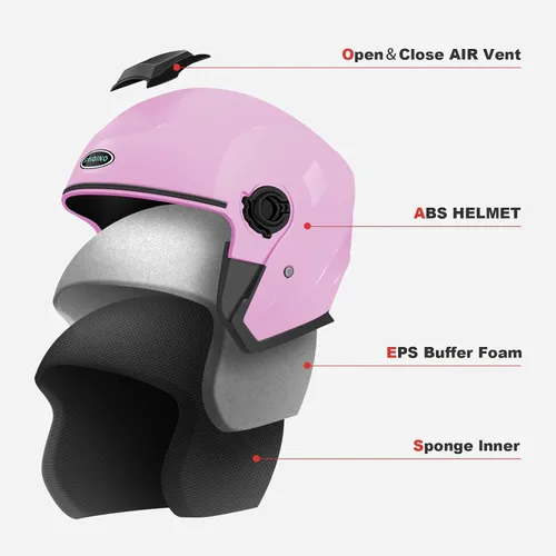 Miniatura 5 de Casco de motocicleta abierto para adultos 3/4, con doble visera, para moto, scooter, ebike, ciclomotor, para hombres y mujeres, aprobado por el DOT