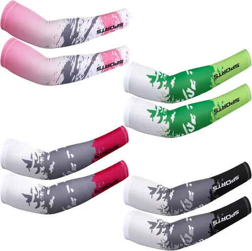 Miniatura 8 de Newcotte 4 pares de mangas de protección solar UV para brazos, manga deportiva de enfriamiento antideslizante, calentadores de seda de hielo
