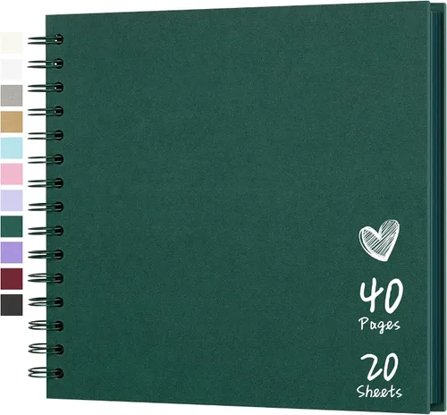 Álbum de recortes de 8 x 8 pulgadas, álbum de recortes DIY de tapa dura de papel kraft, álbumes de fotos, 40 páginas, perfecto para fotos de 4 x 6 /