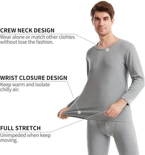 Miniatura 2 de Conjunto de ropa interior térmica para hombre, capa base de invierno, parte superior e inferior, ultra suave pantalones largos
