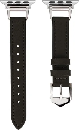 Miniatura 4 de Correas de cuero compatibles con Apple Watch Band para mujeres de 1.496 in, 1.575 in, 1.614 in, correa de repuesto con hebilla de metal