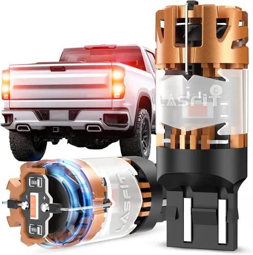 Miniatura 12 de LASFIT Bombilla LED T3 1156, señal de giro ámbar, resistencia incorporada 7506 CANBUS Ready sin errores, nuevo 500% brillante intermitente 4000LM