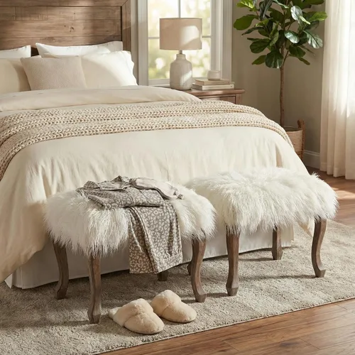 Miniatura 6 de Cortesi Home Harlow Bench Ottoman, 26 pulgadas, color blanco