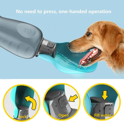 Miniatura 4 de Kalimdor Botella de agua para perros, dispensador de agua portátil a prueba de fugas para cachorros con alimentador para mascotas, caminar al aire