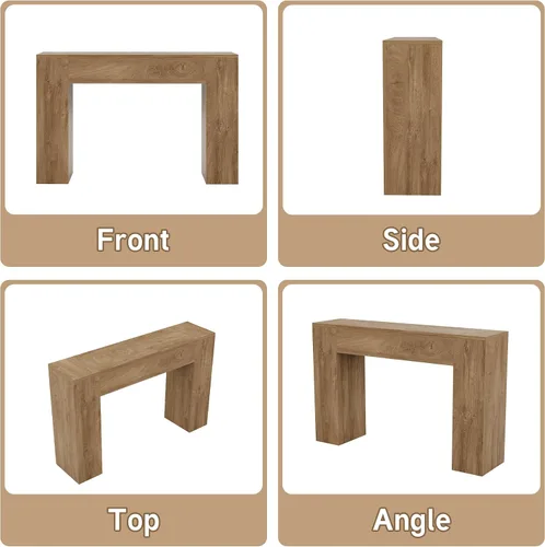 Miniatura 7 de Mesa consola de madera para entrada, sala de estar, mesa de sofá moderna de 43 pulgadas, consola rectangular pequeña de granja con base doble