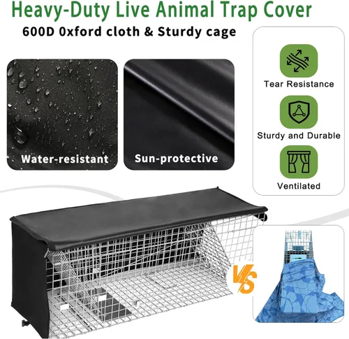 Miniatura 4 de Funda mejorada para jaula de animales vivos con ventana, trampa para gatos callejeros de 32 pulgadas, trampas plegables resistentes con puerta real