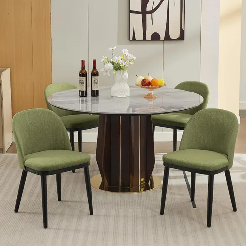 Miniatura 18 de Garvee Juego de 4 sillas de comedor de madera, silla tapizada para cocina, comedor, moderna tela de lino, silla de cena con pies