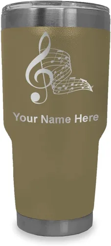 Miniatura 24 de LaserGram Vaso aislado al vacío de 20 onzas, notas musicales, grabado personalizado incluido (negro)