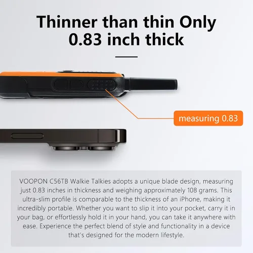 Miniatura 2 de Mini walkie talkies recargables C56TB para adultos, radios bidireccionales, transceptor compacto de largo alcance con cargador USB C para familia