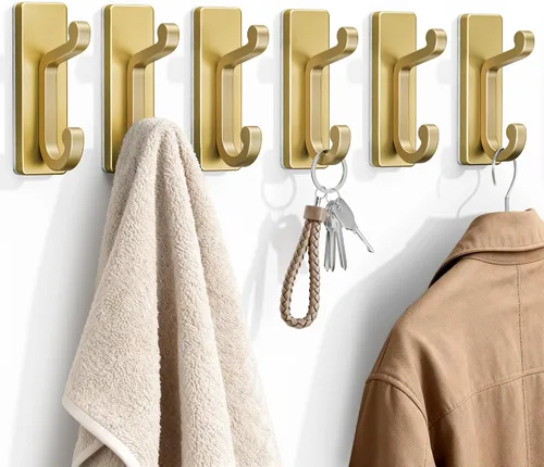 Miniatura 14 de Paquete de 6 ganchos negros autoadhesivos para pared, ganchos adhesivos para ropa, toallas, batas, llaves, bolso, mochila, ganchos resistentes