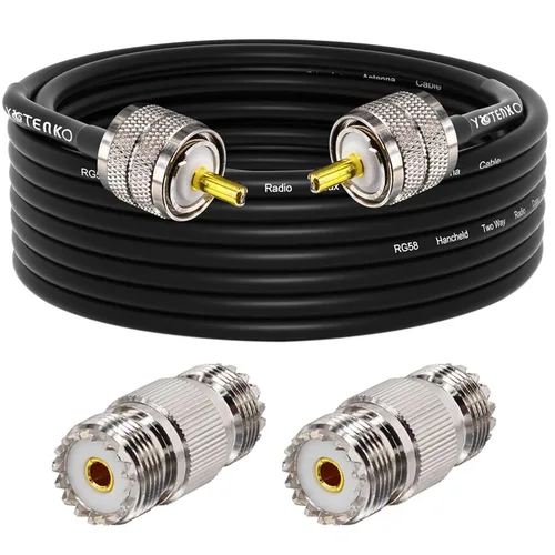 Miniatura 26 de Cable de puente PL259 de 1 pie - Cable coaxial RG58 de 15 pulgadas corto 50 ohmios coaxial para medidor SWR radio de radioaficionado radio CB