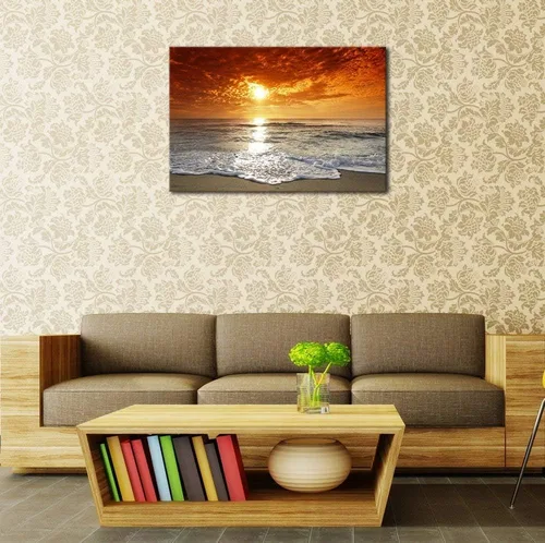 Miniatura 8 de Wieco Art - Paisaje moderno marino, arte expandido, impresiones marinas con marco, fotos del mar, pinturas sobre tela, arte para pared, para la sala
