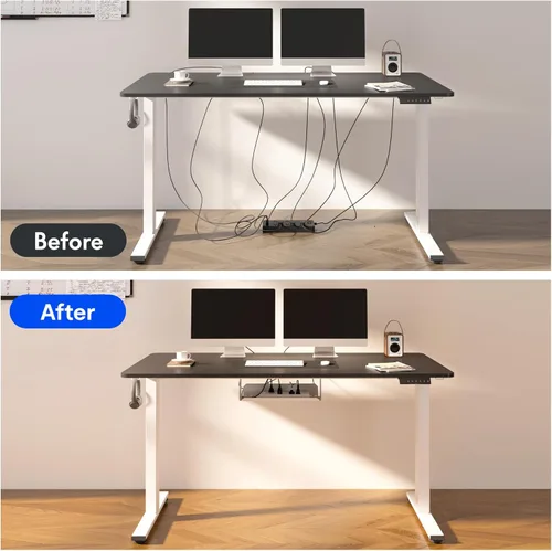 Miniatura 6 de FLEXISPOT EN2 Escritorio de pie de una pieza completa con regleta de alimentación de abrazadera, escritorio eléctrico de altura ajustable de 40 x 24
