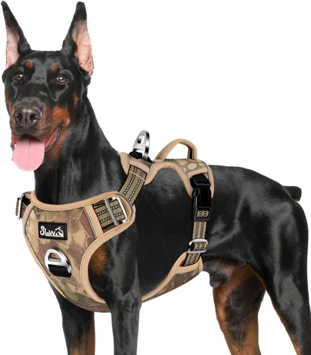 Miniatura 10 de SlowTon Arnés para perro sin tirones, arnés resistente sin estrangulamiento para mascotas, con 2 clips para la correa y mango vertical de fácil